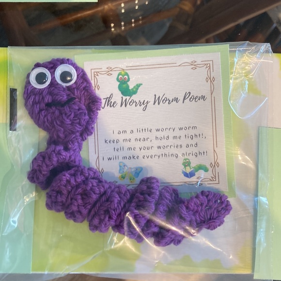 SPECIAL 2 for $25 Handmade 8” wiggly Worry Worm with Poem Amigurumi - Picture 8 of 16